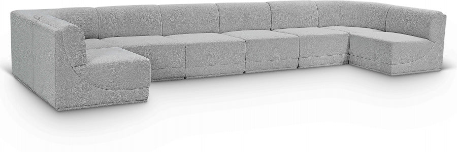 Meridian Furniture - Ollie 188" Boucle Fabric Upholstered 8 Piece Modular Sectional - 118Grey-Sec8B - GreatFurnitureDeal