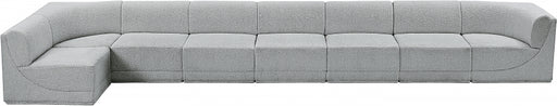 Meridian Furniture - Ollie 218" Boucle Fabric Upholstered 8 Piece Modular Sectional - 118Grey-Sec8C - GreatFurnitureDeal