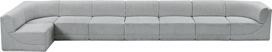 Meridian Furniture - Ollie 218" Boucle Fabric Upholstered 8 Piece Modular Sectional - 118Grey-Sec8C - GreatFurnitureDeal