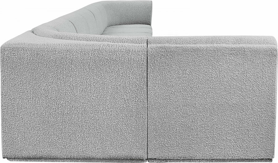 Meridian Furniture - Ollie 218" Boucle Fabric Upholstered 8 Piece Modular Sectional - 118Grey-Sec8C - GreatFurnitureDeal