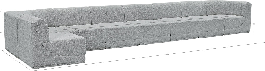 Meridian Furniture - Ollie 218" Boucle Fabric Upholstered 8 Piece Modular Sectional - 118Grey-Sec8C - GreatFurnitureDeal