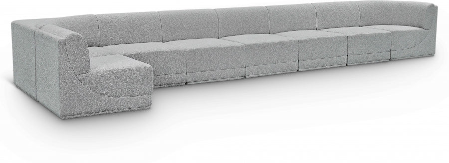 Meridian Furniture - Ollie 218" Boucle Fabric Upholstered 8 Piece Modular Sectional - 118Grey-Sec8C - GreatFurnitureDeal