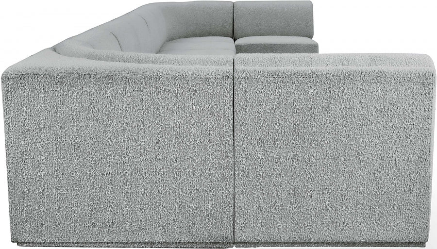 Meridian Furniture - Ollie 218" Boucle Fabric Upholstered 9 Piece Modular Sectional - 118Grey-Sec9A - GreatFurnitureDeal
