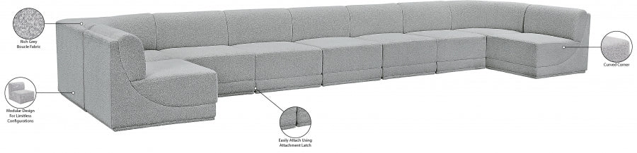 Meridian Furniture - Ollie 218" Boucle Fabric Upholstered 9 Piece Modular Sectional - 118Grey-Sec9A - GreatFurnitureDeal
