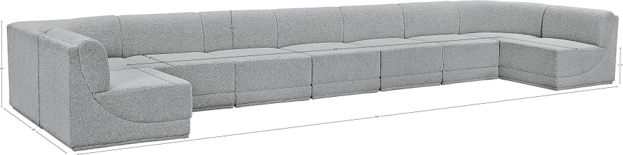 Meridian Furniture - Ollie 218" Boucle Fabric Upholstered 9 Piece Modular Sectional - 118Grey-Sec9A - GreatFurnitureDeal