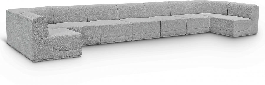 Meridian Furniture - Ollie 218" Boucle Fabric Upholstered 9 Piece Modular Sectional - 118Grey-Sec9A - GreatFurnitureDeal