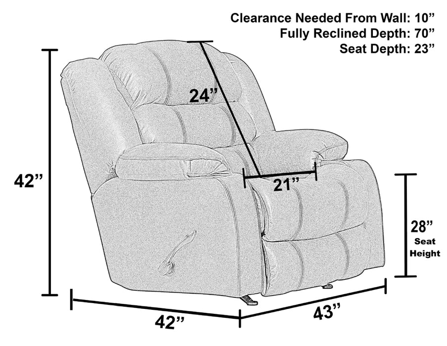 Catnapper - Beckley Rocker Recliner w/Dual Cupholders in Steel - 3316-2-STEEL - GreatFurnitureDeal
