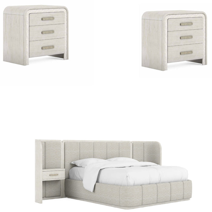 ART Furniture - Ashlar 3 Piece Queen Upholstered Wall Panel Bedroom Set in Bisque, Ecru - 333125-2250WN-3SET - GreatFurnitureDeal