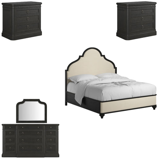 ART Furniture - Atrium 5 Piece Queen Upholstered Bedroom Set in Rubbed Black - 334125-2659-5SET - GreatFurnitureDeal