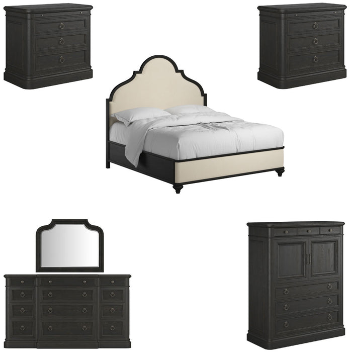 ART Furniture - Atrium 6 Piece Queen Upholstered Bedroom Set in Rubbed Black - 334125-2659-6SET - GreatFurnitureDeal