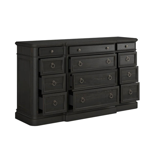ART Furniture - Atrium 12 Drawer Dresser with Landscape Mirror in Rubbed Black - 334131-334120-2659 - GreatFurnitureDeal