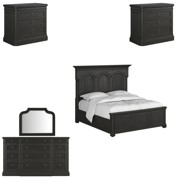 ART Furniture - Atrium 5 Piece King Panel Bedroom Set in Rubbed Black - 334136-2659-5SET - GreatFurnitureDeal