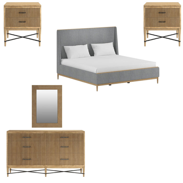 ART Furniture - Loft 5 Piece King Upholstered Bedroom Set in Natural Maple - 335126-335140-1911-5SET - GreatFurnitureDeal