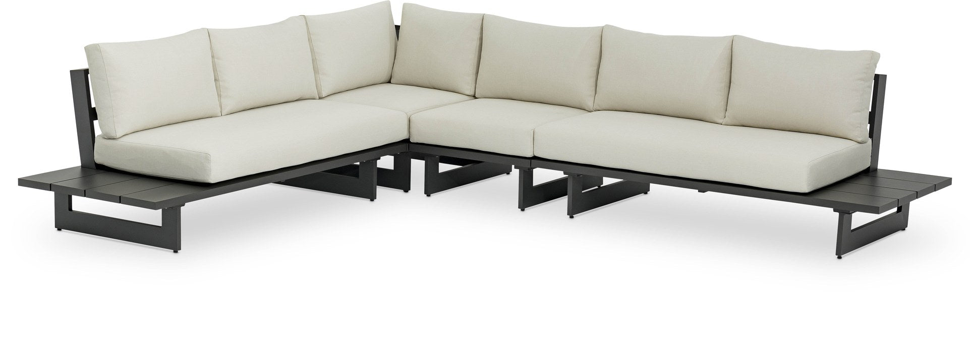 Meridian Furniture - Maldives 129.5" Cream Water Resistant Fabric Upholstered 4pc. Outdoor Patio Sectional - 338Cream-Sec1A - GreatFurnitureDeal
