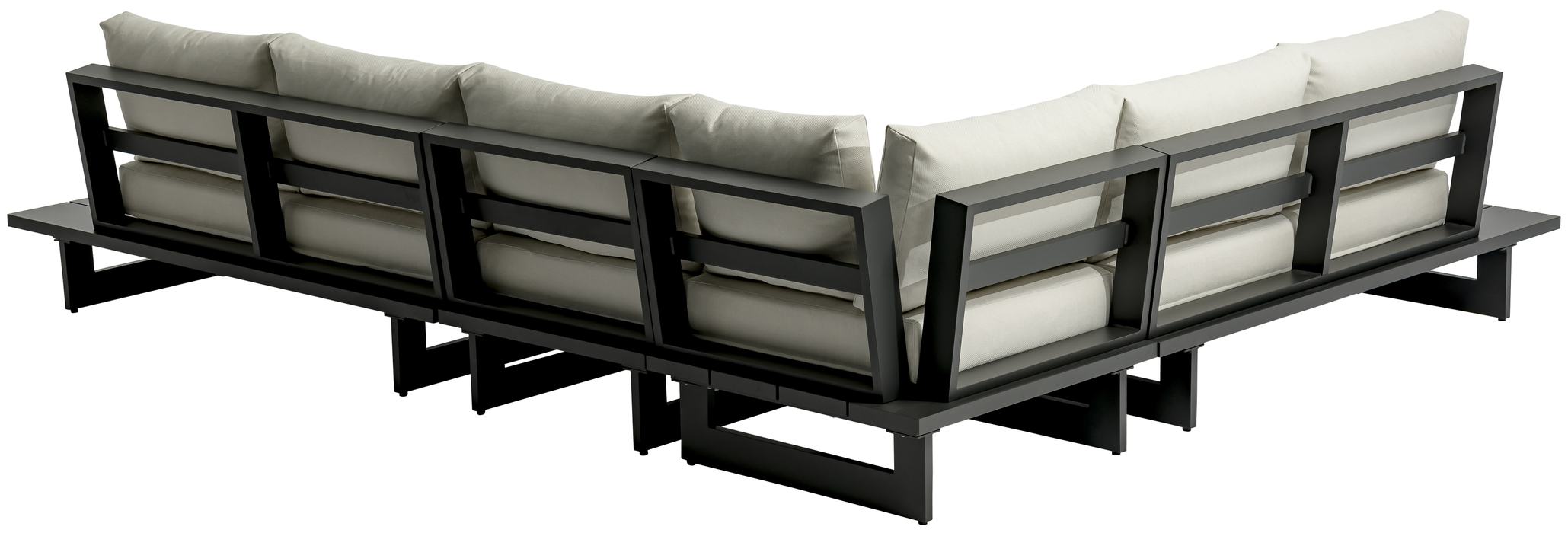 Meridian Furniture - Maldives 129.5" Cream Water Resistant Fabric Upholstered 4pc. Outdoor Patio Sectional - 338Cream-Sec1A - GreatFurnitureDeal