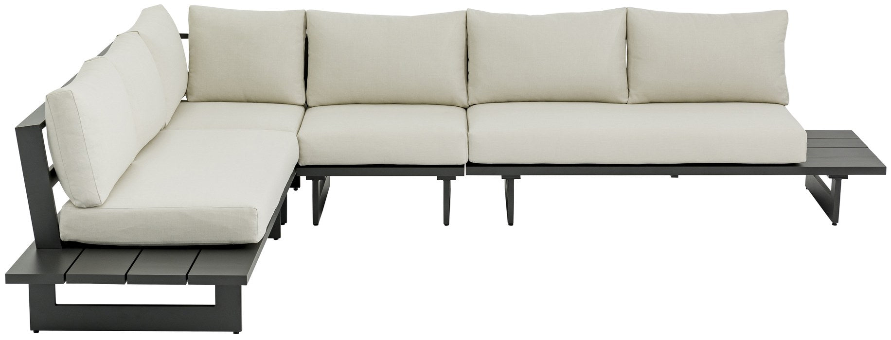 Meridian Furniture - Maldives 129.5" Cream Water Resistant Fabric Upholstered 4pc. Outdoor Patio Sectional - 338Cream-Sec1A - GreatFurnitureDeal