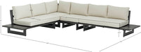Meridian Furniture - Maldives 129.5" Cream Water Resistant Fabric Upholstered 4pc. Outdoor Patio Sectional - 338Cream-Sec1A - GreatFurnitureDeal