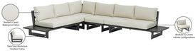 Meridian Furniture - Maldives 129.5" Cream Water Resistant Fabric Upholstered 4pc. Outdoor Patio Sectional - 338Cream-Sec1A - GreatFurnitureDeal