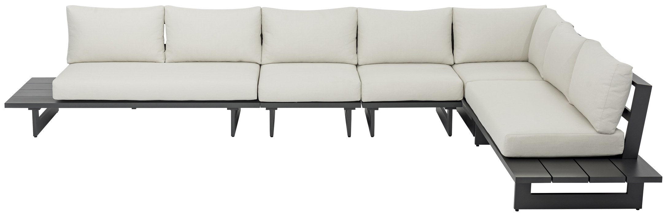 Meridian Furniture - Maldives 157" Cream Water Resistant Fabric Upholstered 5pc. Outdoor Patio Sectional - 338Cream-Sec2B - GreatFurnitureDeal