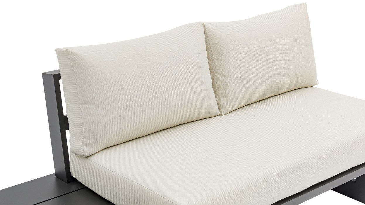 Meridian Furniture - Maldives 157" Cream Water Resistant Fabric Upholstered 5pc. Outdoor Patio Sectional - 338Cream-Sec2B - GreatFurnitureDeal