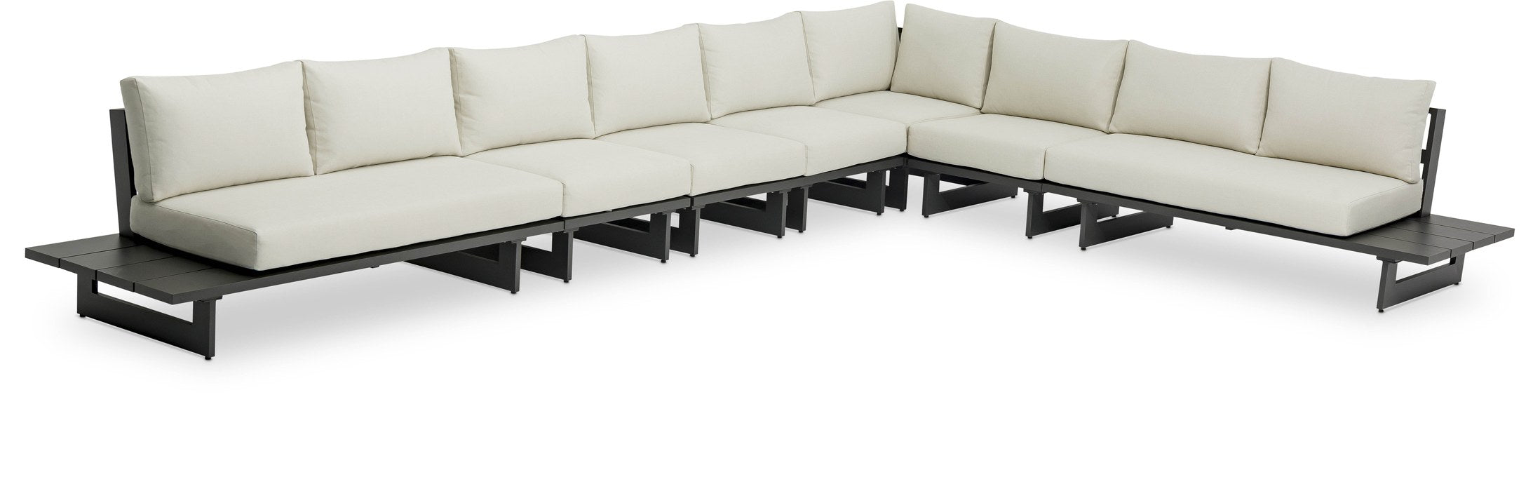 Meridian Furniture - Maldives 129.5" Cream Water Resistant Fabric Upholstered 7pc. Outdoor Patio Sectional - 338Cream-Sec4A - GreatFurnitureDeal