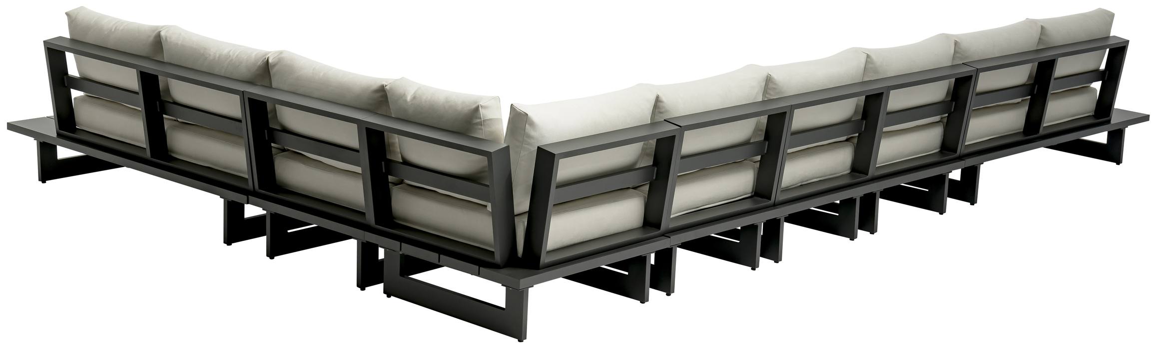 Meridian Furniture - Maldives 129.5" Cream Water Resistant Fabric Upholstered 7pc. Outdoor Patio Sectional - 338Cream-Sec4A - GreatFurnitureDeal