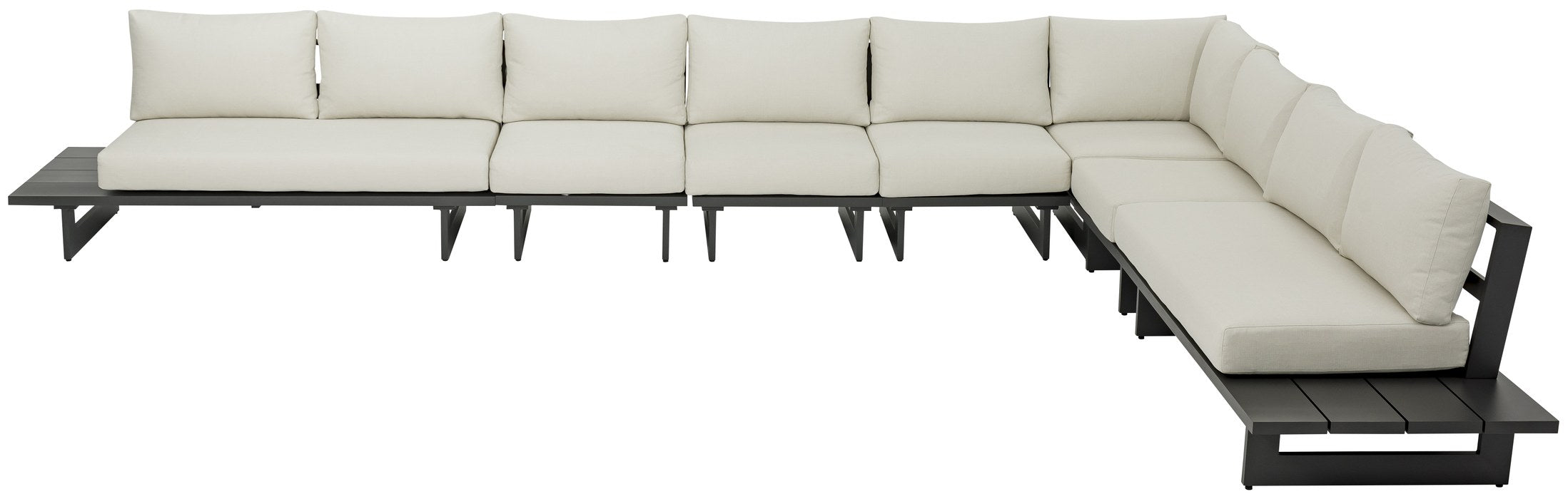 Meridian Furniture - Maldives 129.5" Cream Water Resistant Fabric Upholstered 7pc. Outdoor Patio Sectional - 338Cream-Sec4A - GreatFurnitureDeal