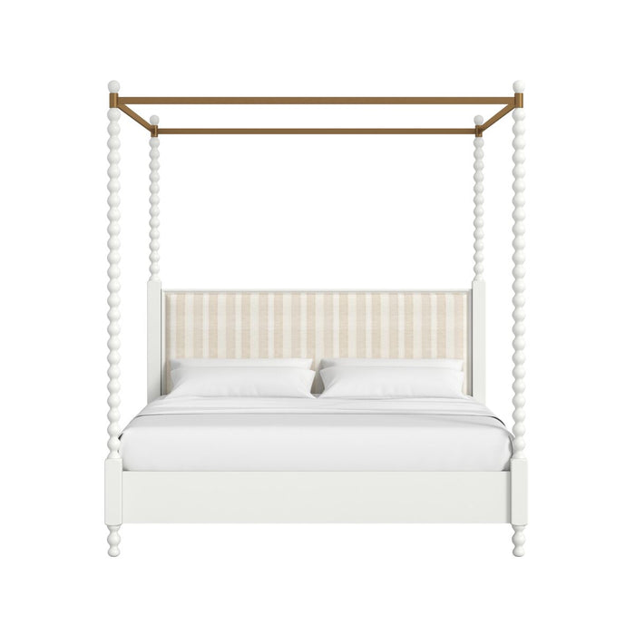 ART Furniture - Haven King Upholstered Canopy Poster Bed in Warm White - 339136-2367CP - GreatFurnitureDeal