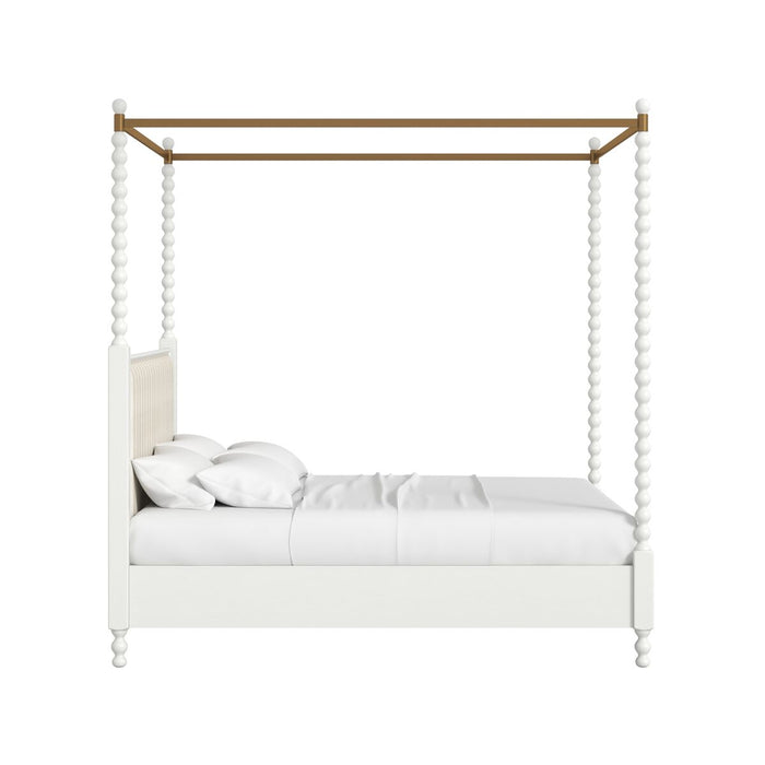 ART Furniture - Haven King Upholstered Canopy Poster Bed in Warm White - 339136-2367CP - GreatFurnitureDeal