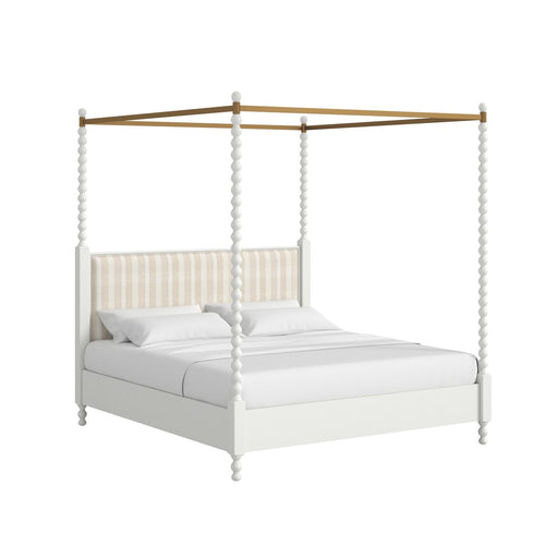 ART Furniture - Haven King Upholstered Canopy Poster Bed in Warm White - 339136-2367CP - GreatFurnitureDeal