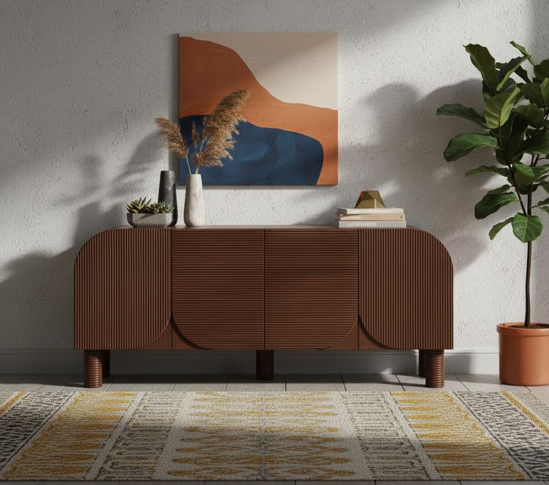 Meridian Furniture - Casablanca Walnut Solid Wood And Oak Veneer Sideboard / Buffet - 339Walnut - GreatFurnitureDeal