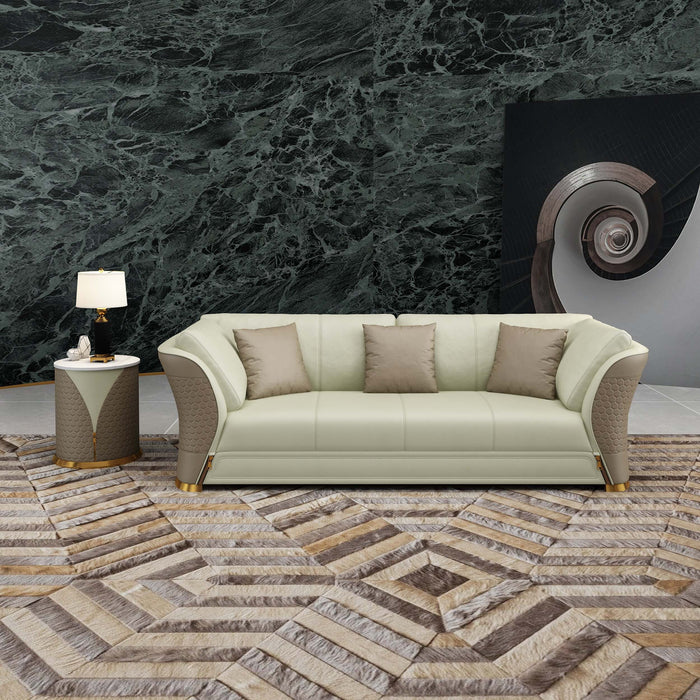 European Furniture - Winston 3 Piece Sofa Set White-Taupe Italian Leather - EF-27991 - GreatFurnitureDeal