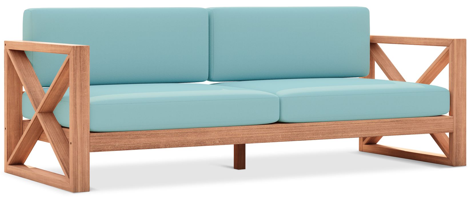 Meridian Furniture - Anguilla 83" Blue Water Resistant Fabric Upholsetered Outdoor Patio Sofa - 352SeaBlue-S - GreatFurnitureDeal