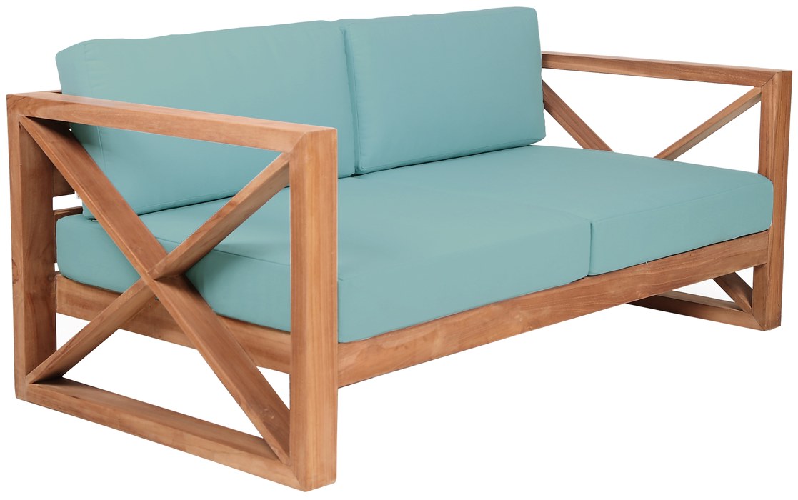 Meridian Furniture - Anguilla 83" Blue Water Resistant Fabric Upholsetered Outdoor Patio Sofa - 352SeaBlue-S - GreatFurnitureDeal