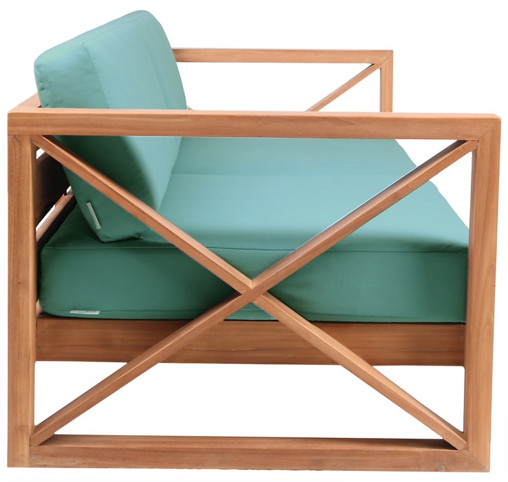 Meridian Furniture - Anguilla 83" Blue Water Resistant Fabric Upholsetered Outdoor Patio Sofa - 352SeaBlue-S - GreatFurnitureDeal