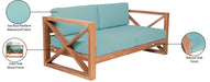 Meridian Furniture - Anguilla 83" Blue Water Resistant Fabric Upholsetered Outdoor Patio Sofa - 352SeaBlue-S - GreatFurnitureDeal