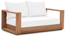 Meridian Furniture - Tulum 63" Off White Water Resistant Fabric Upholstered Patio Loveseat - 353White-L - GreatFurnitureDeal