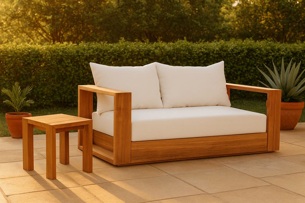 Meridian Furniture - Tulum 63" Off White Water Resistant Fabric Upholstered Patio Loveseat - 353White-L - GreatFurnitureDeal