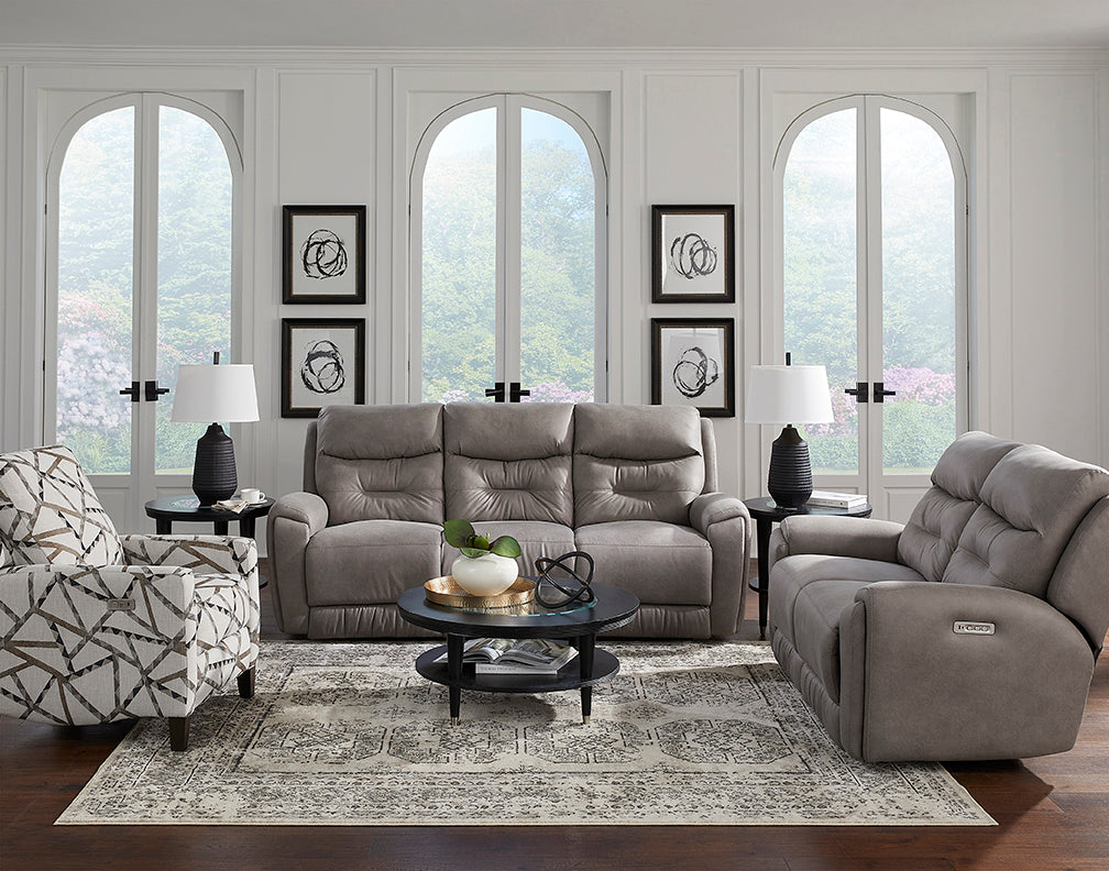 Southern Motion Point Break 2 Piece Triple Power Sofa Set in Mushroo