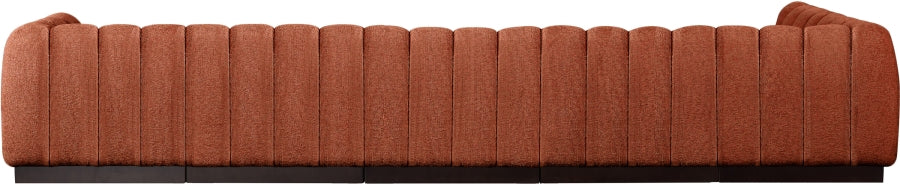 Meridian Furniture - Quinn 165" Chenille Fabric Upholstered 6 Piece Modular Sectional - 124Cognac-Sec6B - GreatFurnitureDeal