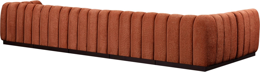 Meridian Furniture - Quinn 165" Chenille Fabric Upholstered 6 Piece Modular Sectional - 124Cognac-Sec6B - GreatFurnitureDeal