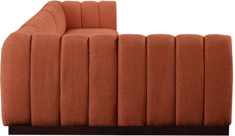 Meridian Furniture - Quinn 165" Chenille Fabric Upholstered 6 Piece Modular Sectional - 124Cognac-Sec6B - GreatFurnitureDeal