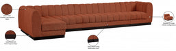 Meridian Furniture - Quinn 165" Chenille Fabric Upholstered 6 Piece Modular Sectional - 124Cognac-Sec6B - GreatFurnitureDeal