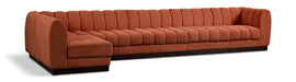 Meridian Furniture - Quinn 165" Chenille Fabric Upholstered 6 Piece Modular Sectional - 124Cognac-Sec6B - GreatFurnitureDeal