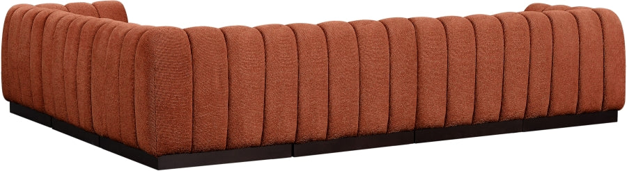 Meridian Furniture - Quinn 133" Chenille Fabric Upholstered 6 Piece Modular Sectional - 124Cognac-Sec6C - GreatFurnitureDeal