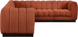 Meridian Furniture - Quinn 133" Chenille Fabric Upholstered 6 Piece Modular Sectional - 124Cognac-Sec6C - GreatFurnitureDeal