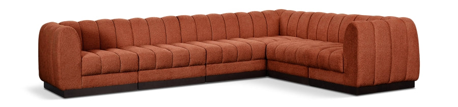Meridian Furniture - Quinn 133" Chenille Fabric Upholstered 6 Piece Modular Sectional - 124Cognac-Sec6C - GreatFurnitureDeal