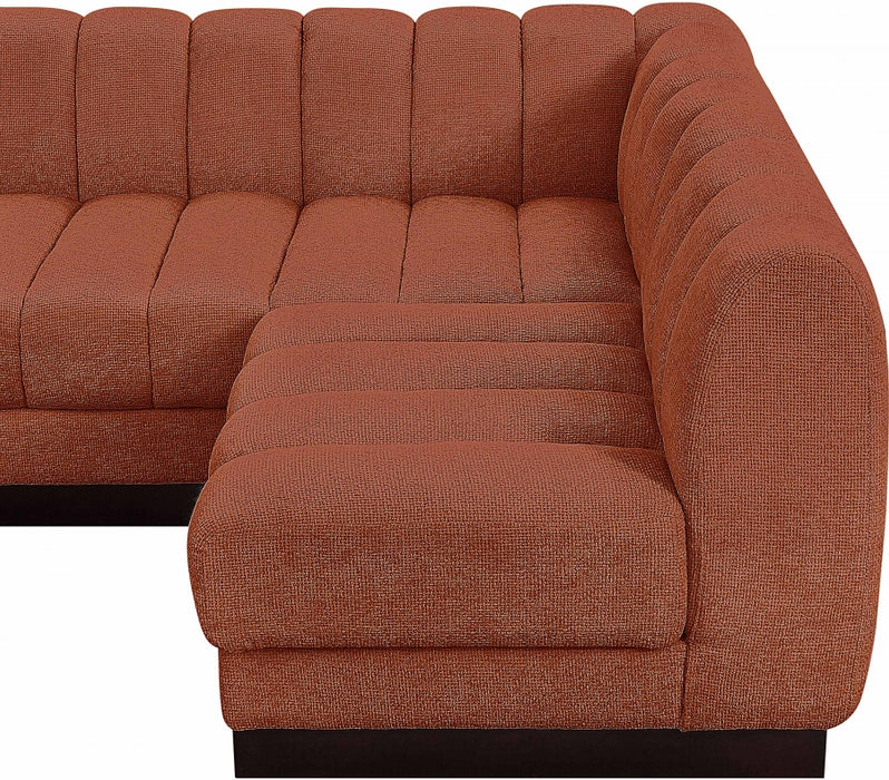 Meridian Furniture - Quinn 229" Chenille Fabric Upholstered 8 Piece Modular Sectional - 124Cognac-Sec8B - GreatFurnitureDeal