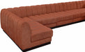 Meridian Furniture - Quinn 229" Chenille Fabric Upholstered 8 Piece Modular Sectional - 124Cognac-Sec8B - GreatFurnitureDeal