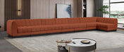 Meridian Furniture - Quinn 229" Chenille Fabric Upholstered 8 Piece Modular Sectional - 124Cognac-Sec8B - GreatFurnitureDeal